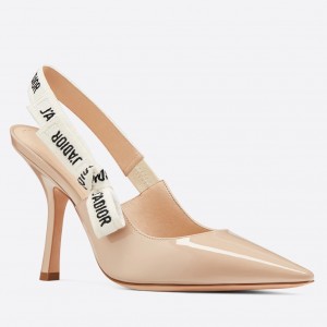 Dior J'Adior Slingback 100mm Pumps In Nude Patent Leather