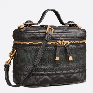 Dior Small Travel Vanity Case In Black Cannage Lambskin