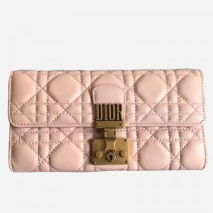 Dior DiorAddict Continental Wallet In Pink Lambskin