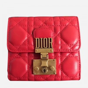 Dior French DiorAddict Wallet In Red Lambskin