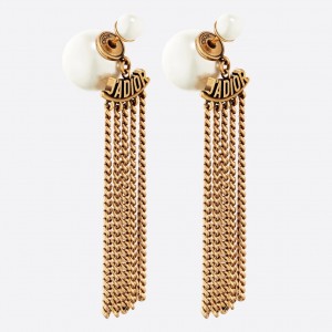 Dior Tribales Chain Earrings In Antique Gold-Finish Metal