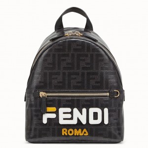 Fendi Black Glazed Fabric Mini Backpack