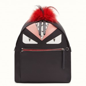 Fendi Black Bag Bugs Eyes Fox Fur Backpack