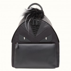 Fendi Black Large Bag Bugs Eyes Python Backpack