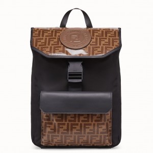 Fendi Nylon Backpack With Glazed Fabric With FF Motif 