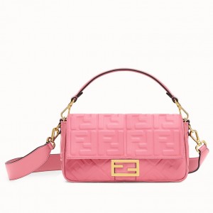 Fendi Pink FF Motif Medium Baguette Bag