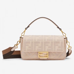 Fendi Medium Baguette Bag In Pink FF Canvas