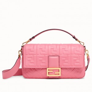 Fendi Pink FF Motif Large Baguette Bag
