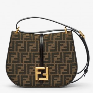 Fendi C’mon Medium Bag in FF Jacquard Fabric and Leather