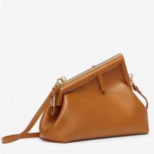 Fendi First Small Bag In Brown Nappa Leather