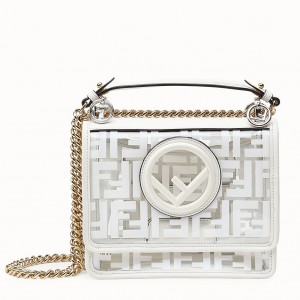 Fendi Small Kan I F Bag In White Transparent PU