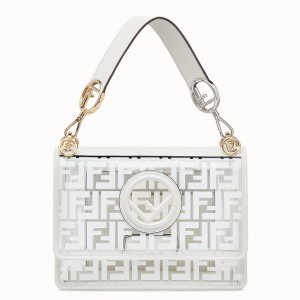 Fendi White Kan I F Bag In Transparent PU