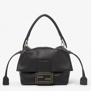 Fendi Mamma Baguette Small Bag in Black Nappa Leather