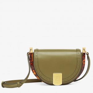 Fendi Moonlight Saddle Bag In Green Calfskin