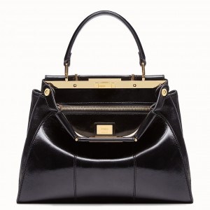 Fendi Peekaboo Medium Bag In Black Lambskin