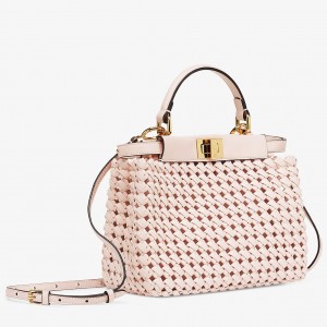 Fendi Peekaboo Mini Bag In Pink Interlace Leather