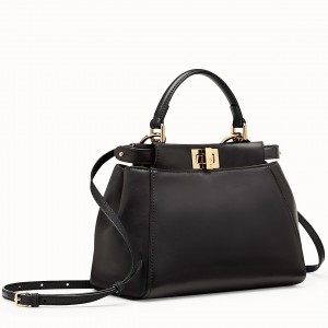 Fendi Peekaboo Mini Bag In Black Nappa Leather