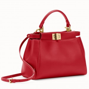 Fendi Peekaboo Mini Bag In Red Nappa Leather