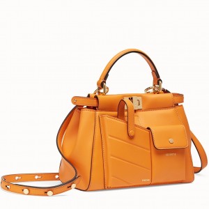 Fendi Peekaboo Mini Pocket Bag In Orange Calfskin