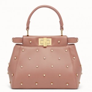 Fendi Peekaboo XS Bag With Star Studs In Black Nappa Leather 