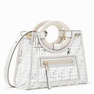 Fendi White Small PU Runaway Shopper Bag