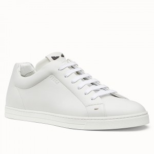 Fendi Men's Lace-up Sneakers In White Leather