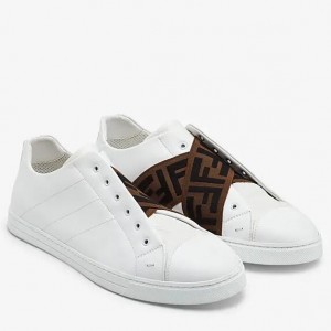Fendi Slip-on Sneakers In White Calfskin