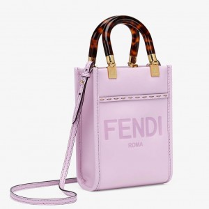 Fendi Mini Sunshine Shopper Bag In Lilas Leather