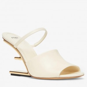 Fendi First Sandals 95mm In White Calfskin