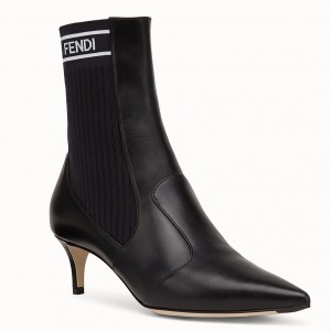 Fendi Leather And Stretch Fabric Ankle Boots