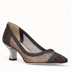 Fendi Black Colibri Logo-print Mesh Pumps 55mm