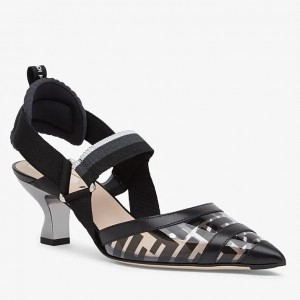 Fendi Black PU Colibri Slingbacks 55mm Pumps