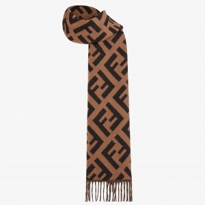 Fendi Brown Cashmere FF Long Scarf