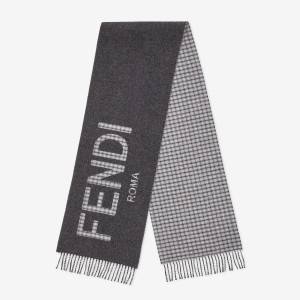 Fendi Scarf In Grey Wool and Cashmere