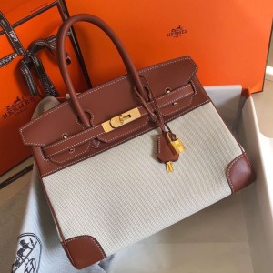 Hermes Birkin 30cm Bag In Canvas With Barenia Leather