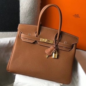 Hermes Birkin 30cm Bag In Gold Clemence Leather