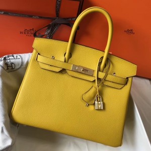 Hermes Birkin 30cm Bag In Yellow Clemence Leather