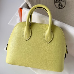 Hermes Bolide 1923 Mini Handmade Bag In Jaune Bourgeon Chevre Mysore Leather 