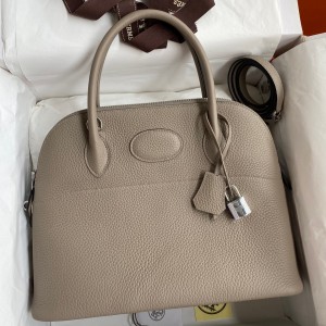 Hermes Bolide 1923 31 Handmade Bag In Gris Asphalt Clemence Leather