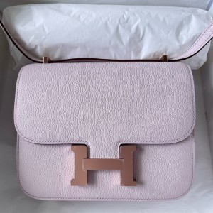 Hermes Constance 18 Handmade Bag In Mauve Pale Chevre Mysore Leather