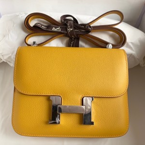 Hermes Constance 18 Handmade Bag In Jaune Ambre Epsom Calfskin