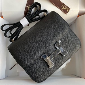 Hermes Constance 18 Handmade Bag In Black Epsom Calfskin