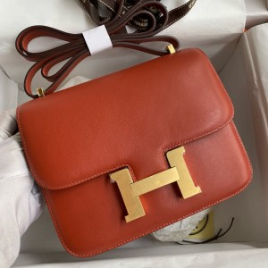 Hermes Constance 18 Handmade Bag In Sienna Swift Calfskin