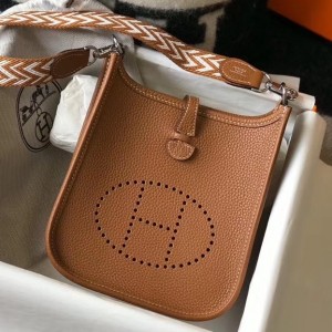Hermes Evelyne III TPM Mini Bag In Gold Clemence Leather