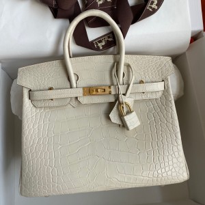 Hermes Birkin 25 Retourne Handmade Bag In Beton Matte Alligator Leather