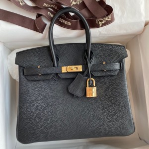 Hermes Birkin 25 Retourne Handmade Bag In Black Clemence Leather