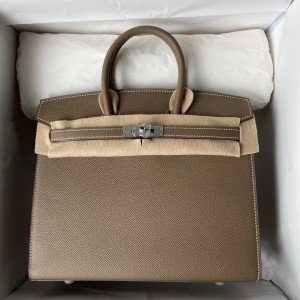 Hermes Birkin 25 Sellier Handmade Bag In Taupe Epsom Calfskin
