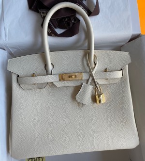 Hermes Birkin 30 Retourne Handmade Bag In Nata Clemence Leather