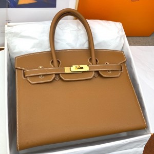 Hermes Birkin 30 Sellier Handmade Bag In Gold Epsom Calfskin