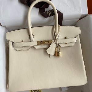Hermes Birkin 30 Retourne Handmade Bag In Nata Swift Leather